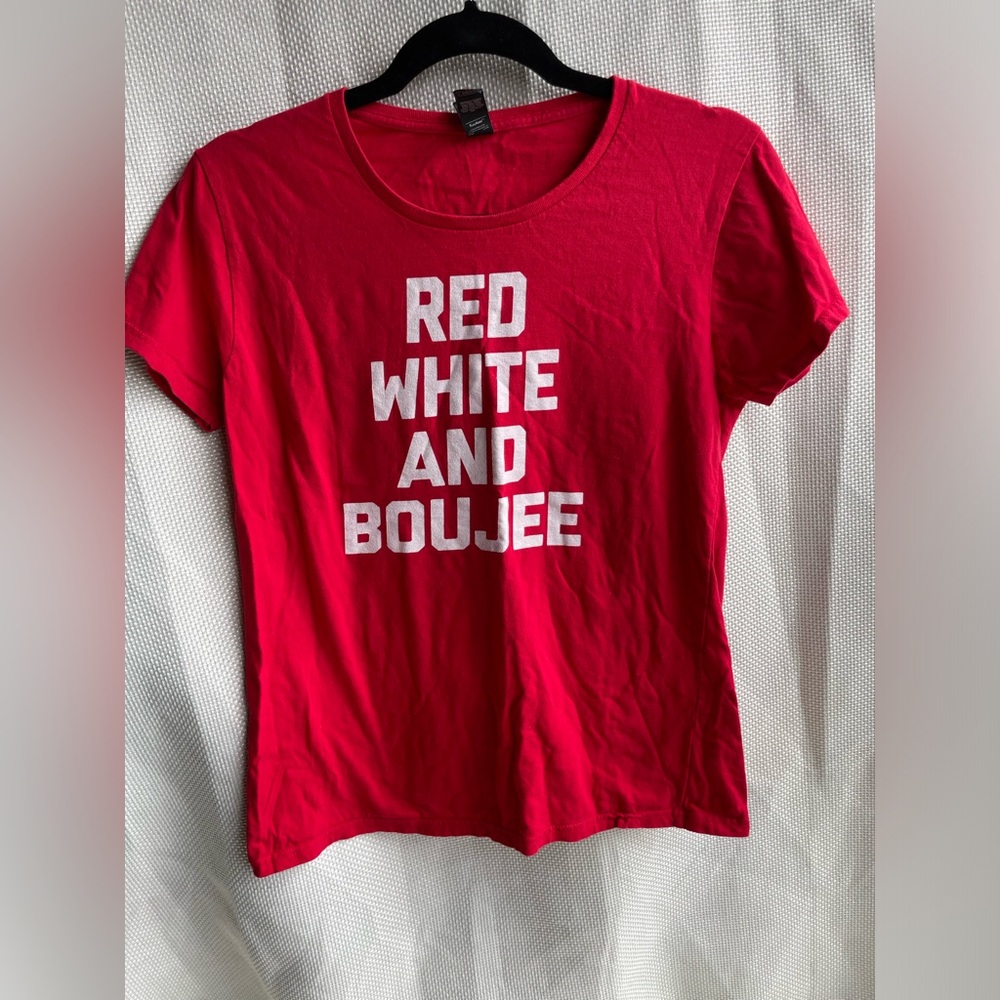 Red White and Boujee Women’s 100% Cotton TShirt Size M